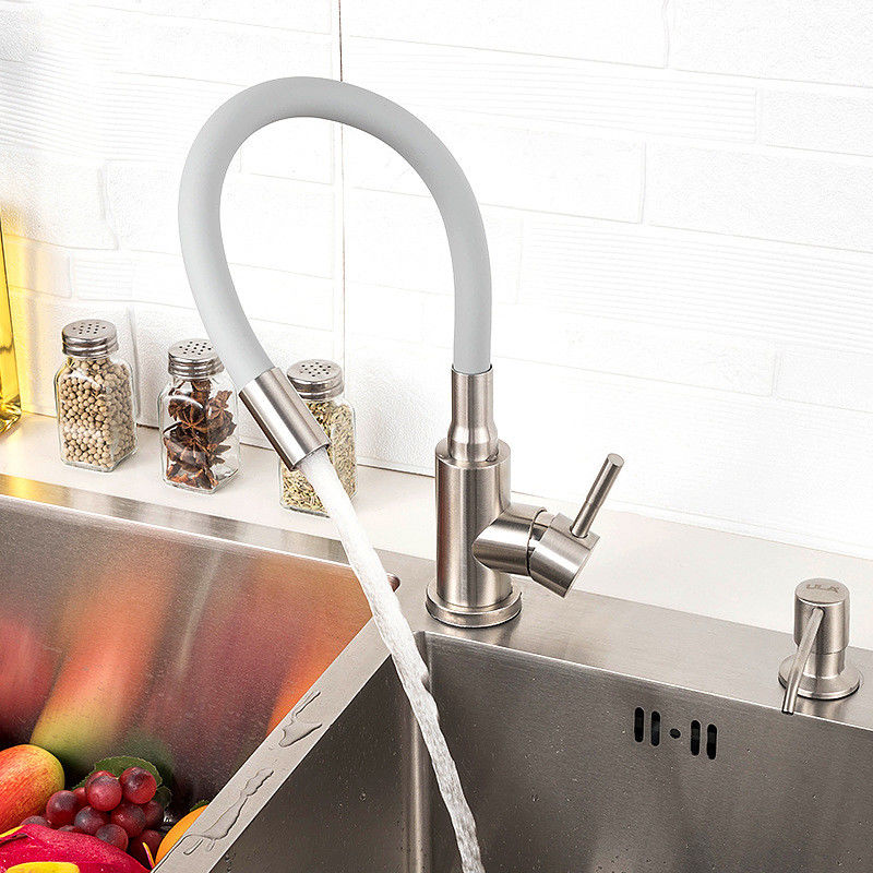 Flexible Colorful Hose Single Handle Kitchen Faucet Mixer Chrome 360 Swivel