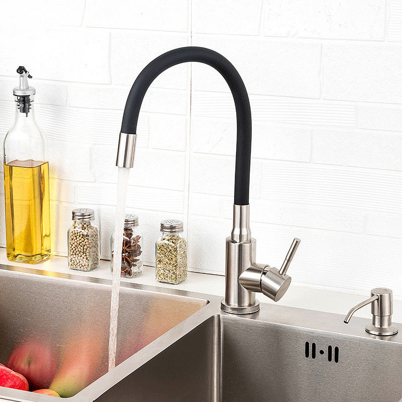 Flexible Colorful Hose Single Handle Kitchen Faucet Mixer Chrome 360 Swivel