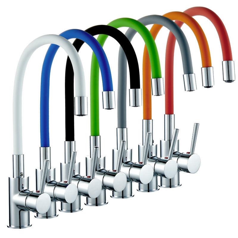 Flexible Colorful Hose Single Handle Kitchen Faucet Mixer Chrome 360 Swivel