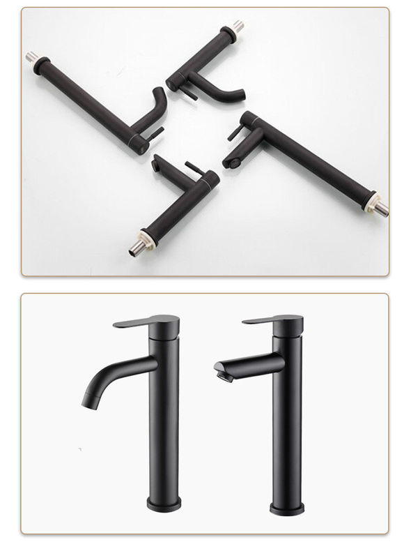 SUS304 Stainless Steel Single-Handle Vessel  Single Cold Water Basin Ta Stylish Bathroom Faucets In Sn Matte Black