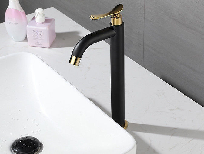 SUS304 Stainless Steel Stylish Vessel Bathroom Single Cold Water Basin Taps In Matte Black