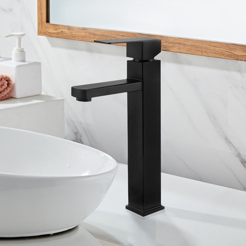 SUS304 Stainless Steel Vessel Single Hole Single Handle Basin Mixer in Chrome Matte Black Gold Sn