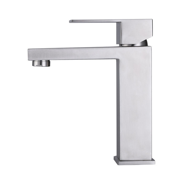 SUS304 Stainless Steel Single Hole Single Handle Basin Mixer In Matte Black Chrome SN Gold