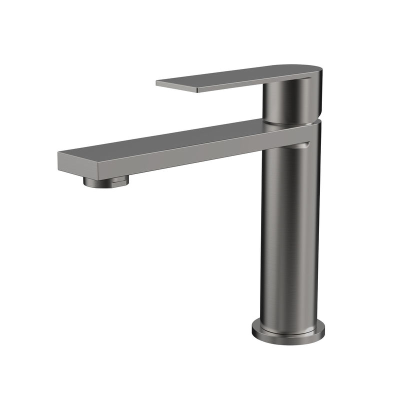 SUS304 Stainless Steel Single Hole Single Handle Basin Mixer In Matte Black Grey SN Gold
