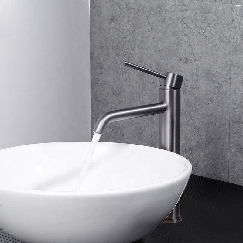 SUS304 Stainless Steel Vessel Single Hole Single Handle Basin Mixer in Grey Matte Black Gold Sn