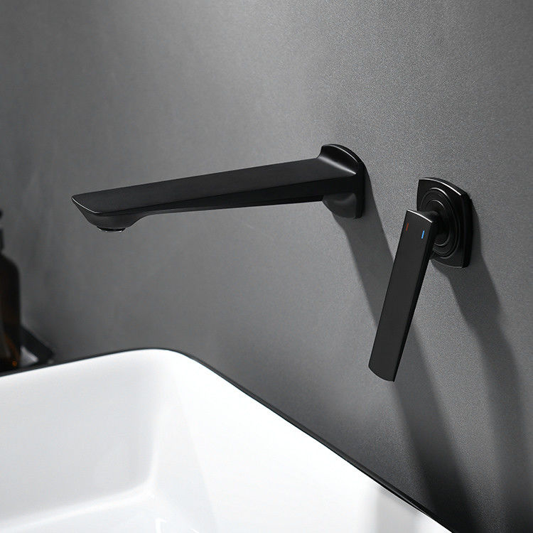 Brass Modern Wall Mounted Single Handle Basin Mixer In Matte Black Chrome Gold Grey
