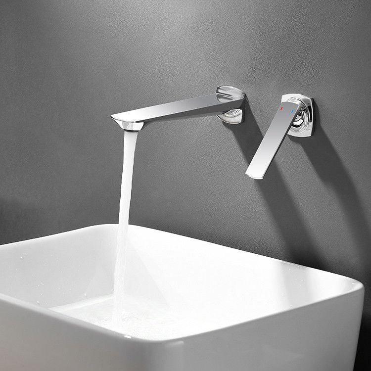 Brass Modern Wall Mounted Single Handle Basin Mixer In Matte Black Chrome Gold Grey