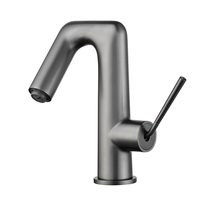Brass Modern Single Hole Single Handle Basin Mixer In Chrome Matte Black Gold Grey