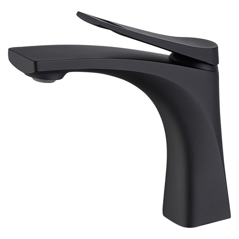 Brass Modern Single Hole Single Handle Basin Mixer in Chrome Matte Black Gold Grey