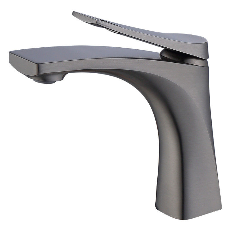 Brass Modern Single Hole Single Handle Basin Mixer in Chrome Matte Black Gold Grey