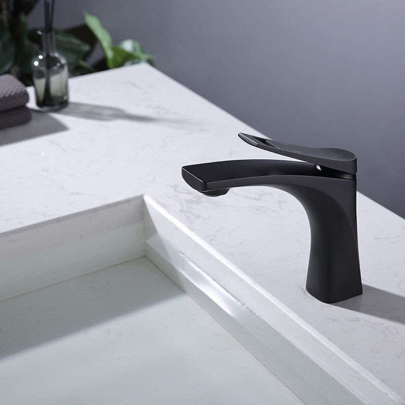 Brass Modern Single Hole Single Handle Basin Mixer in Chrome Matte Black Gold Grey