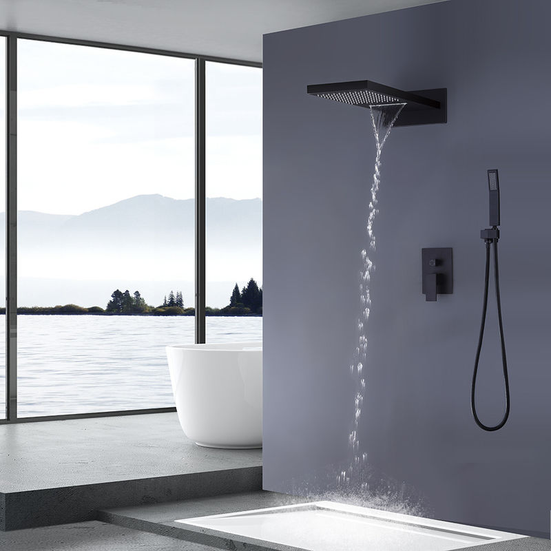 1 Handle 3 Spray wall mount shower faucet set With 9 In Waterfall Shower Head