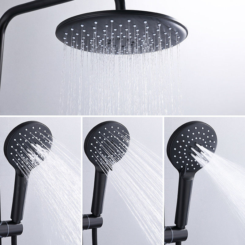 Brass 3 Spray Bathroom Shower Faucets With Round Shower Head Ceiling Mount  In Black