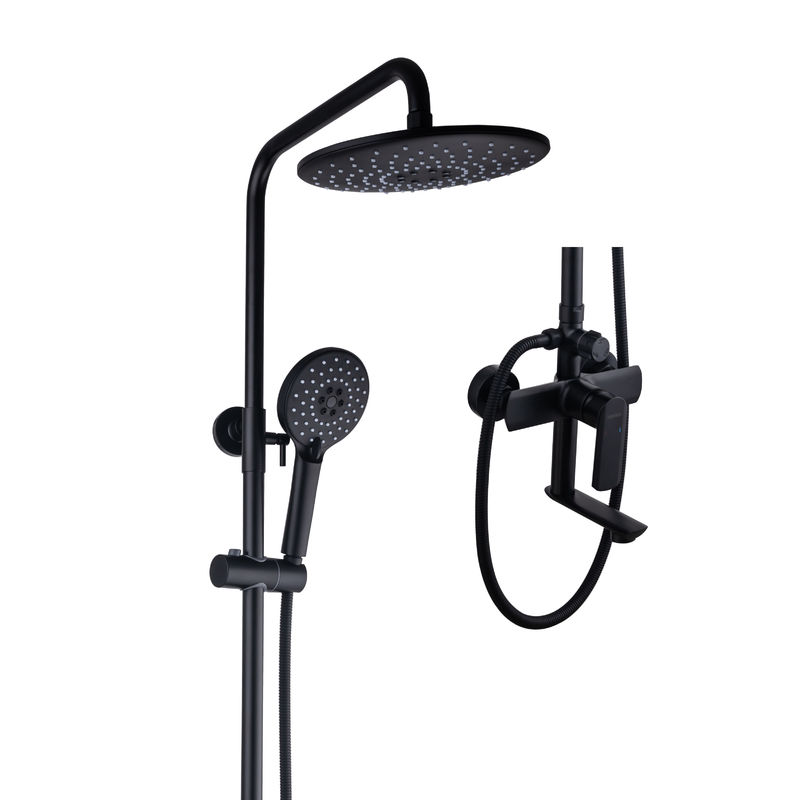 Brass 3 Spray Bathroom Shower Faucets With Round Shower Head Ceiling Mount  In Black