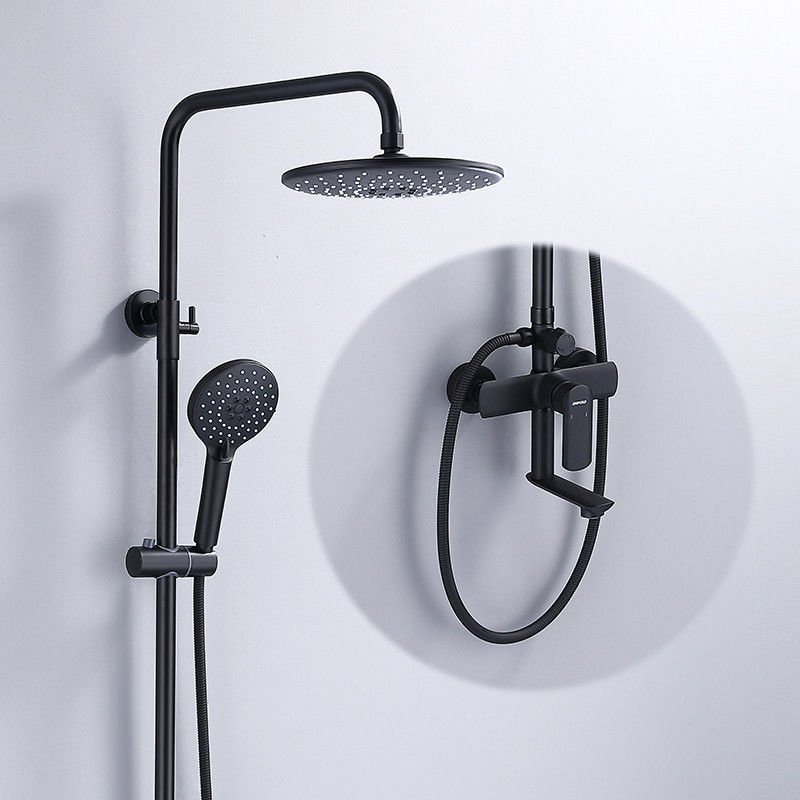 Brass 3 Spray Bathroom Shower Faucets With Round Shower Head Ceiling Mount  In Black