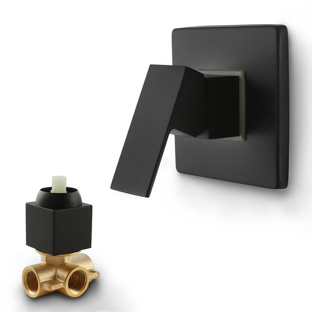 Chrome Matte Black Square Shower Handle Pressure Balanced 1/2 In Rough In Valve Trim Kit
