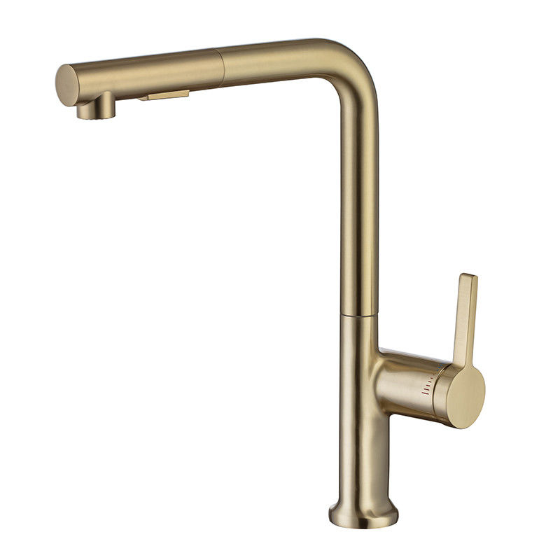 Villa Apartment Gold Pull Down Kitchen Faucet With Chrome Nickel Pull Down Sink Mixer