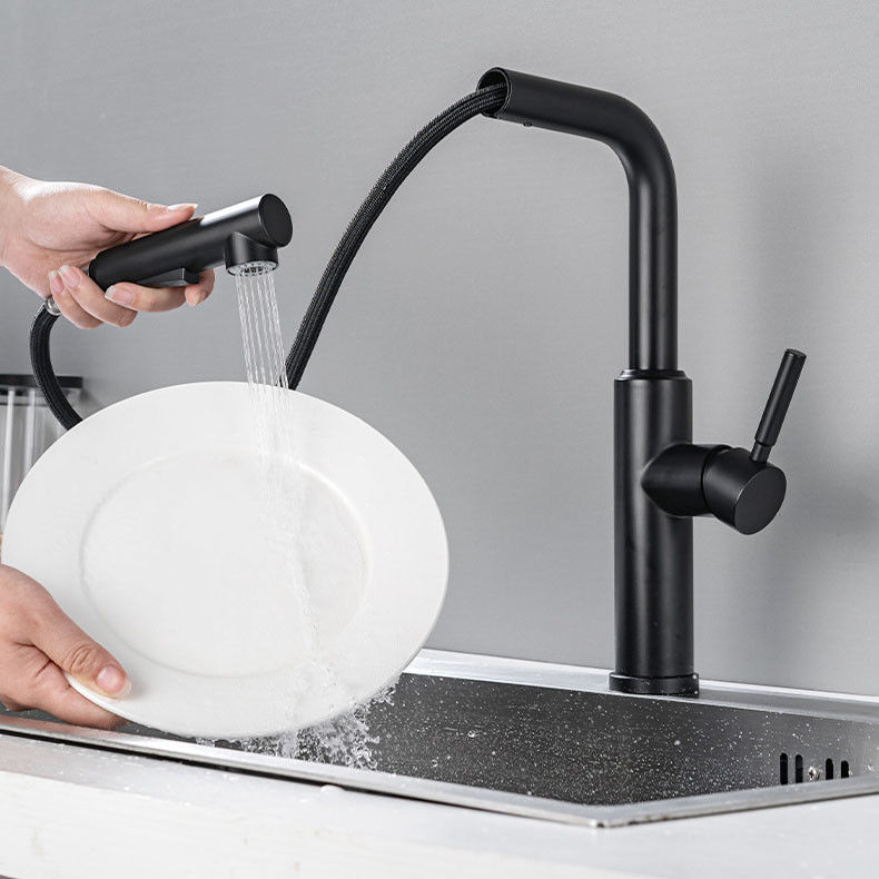 Lever Handle Pull Down Sink Faucet In Matte Black Chrome Sn White Grey Finish