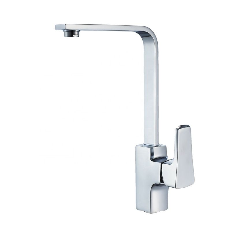 2023 Modern Single Hole Polish heavy square cast mixer tap black Brass kitchen Faucet