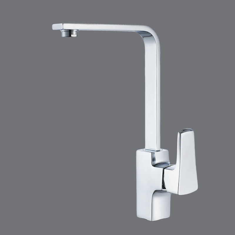 2023 Modern Single Hole Polish heavy square cast mixer tap black Brass kitchen Faucet