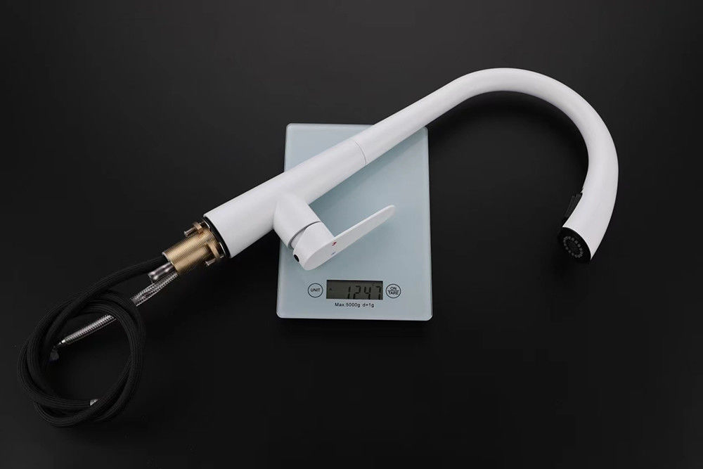 Factory Price Best Quality 3 Functions White High Arc Kitchen Mixer Tap Faucet With Pull Out Spray