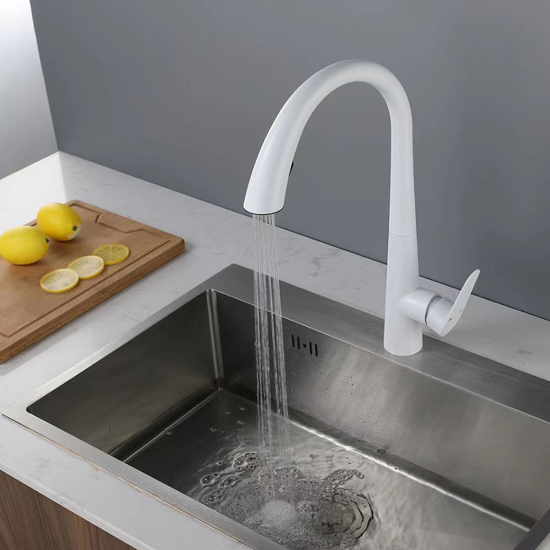 Factory Price Best Quality 3 Functions White High Arc Kitchen Mixer Tap Faucet With Pull Out Spray
