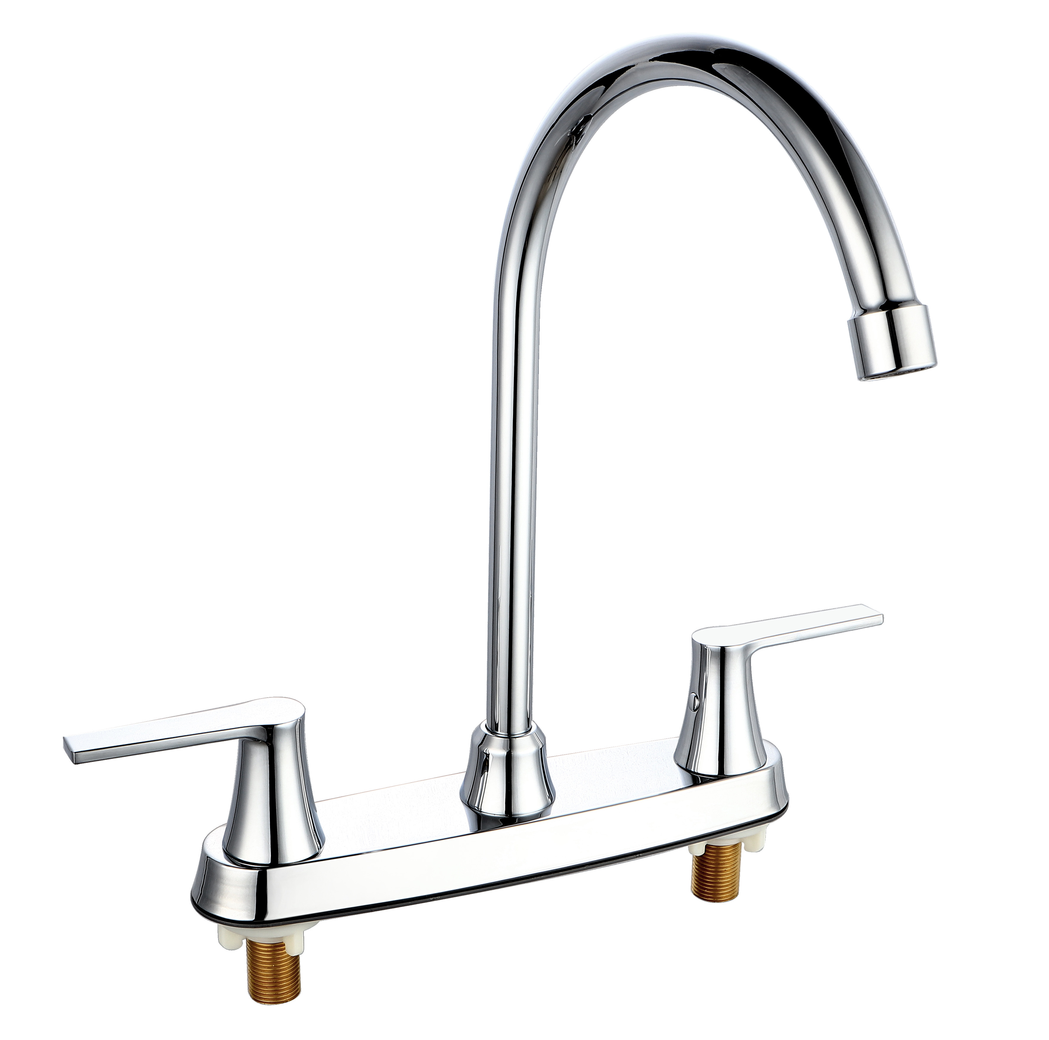 Ceramic Cartridge 2 Handle High Arc Kitchen Faucet Centerset Chrome Finish